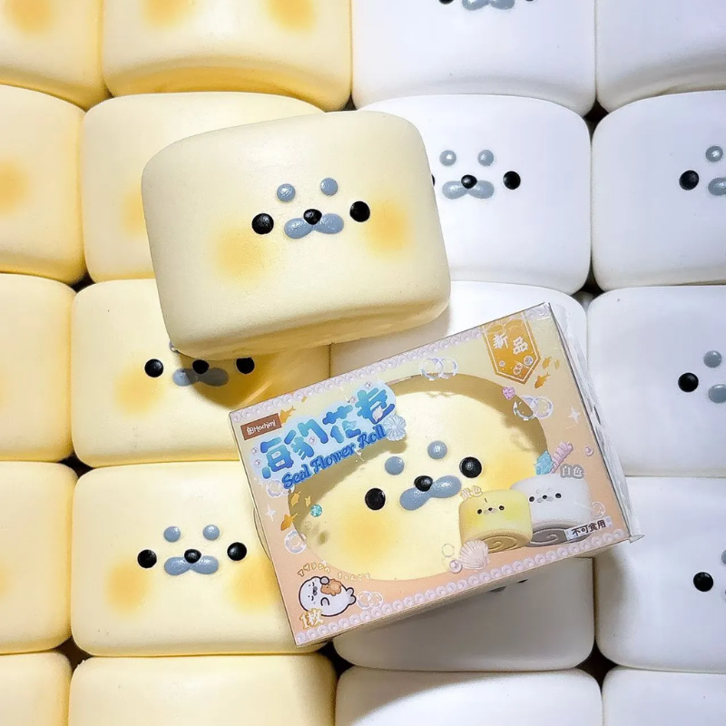 White Seal Roll Squishy Toy Cute Seal Bun Slow Rising Stress Relief Toy