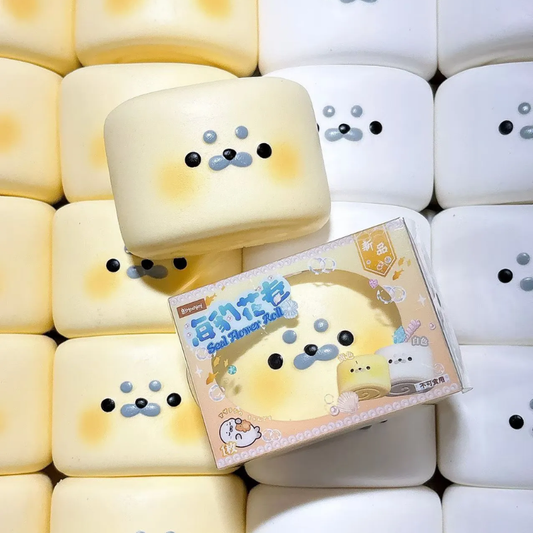 White Seal Roll Squishy Toy Cute Seal Bun Slow Rising Stress Relief Toy