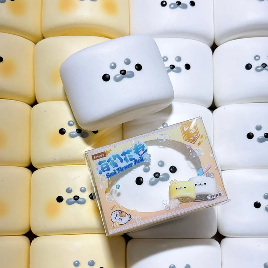 White Seal Roll Squishy Toy Cute Seal Bun Slow Rising Stress Relief Toy