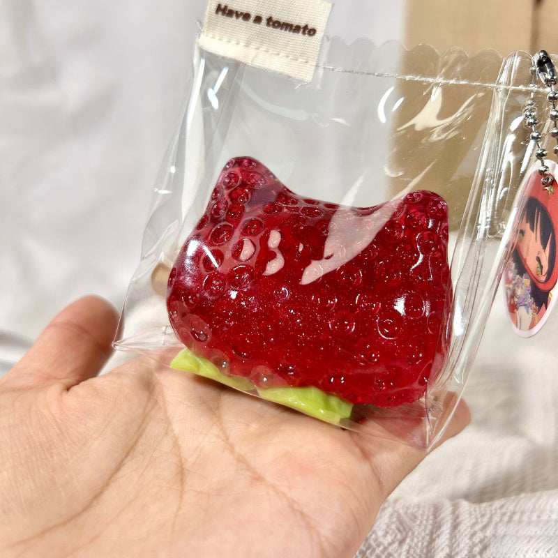 Transparent Cat Head Strawberry Taba Squishy Toys image 0