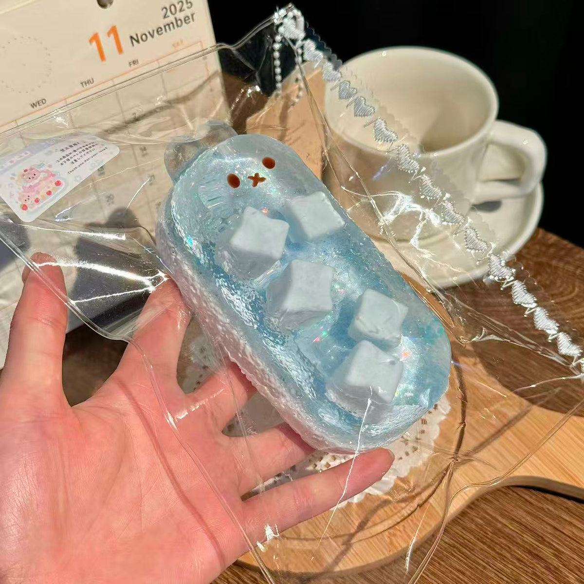 Ice Blue Jelly Bunny Squishy Toy